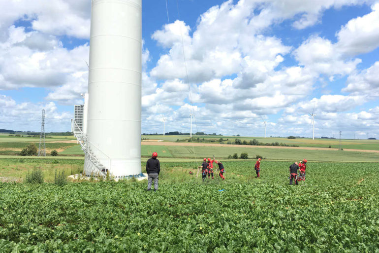 Exercices d’interventions sur éoliennes avec le SDIS 80